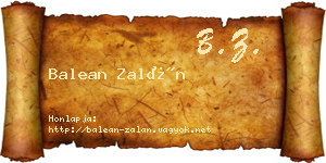 Balean Zalán névjegykártya
